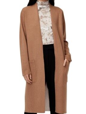 Aritzia Babaton Lance Cardigan Women Small Camel Wool Blend Longline Open Front